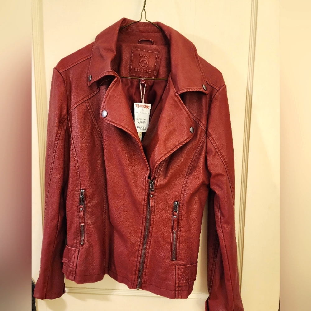Burgundy Faux Leather Jacket